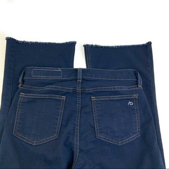 Rag & Bone 10” Crop Flare Fray Hem Dark Wash Dune - Picture 3 of 8